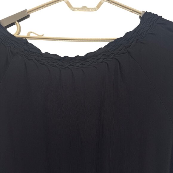 Talbots Belted Midi Dress Black Short Cap Sleeve Stretch Pullover Size 3X - Picture 4 of 10